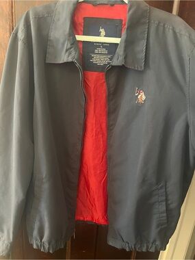 U.S. Polo Assn. Harrington Jacket Navy Red Lining Men's Large Like New